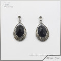 Alibaba express fashion jewelry vintage silver diamond black gemstone earrings